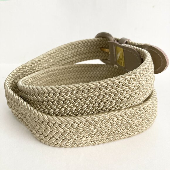 Vintage Braided Womens Belt Cream Beige Tan Size 30 S/M 27-33" Leather Taiwan - Picture 3 of 11
